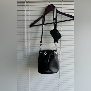Kate Spade Black Mini Bucket Pebbled Leather Purse
